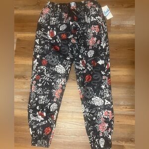 Graphic Print Joggers - Black and Red